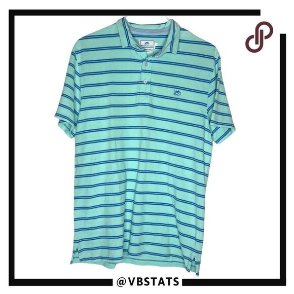 Southern Tide Men's Beachside Trim Fit Striped Polo Shirt Green Blue Large - Picture 1 of 8